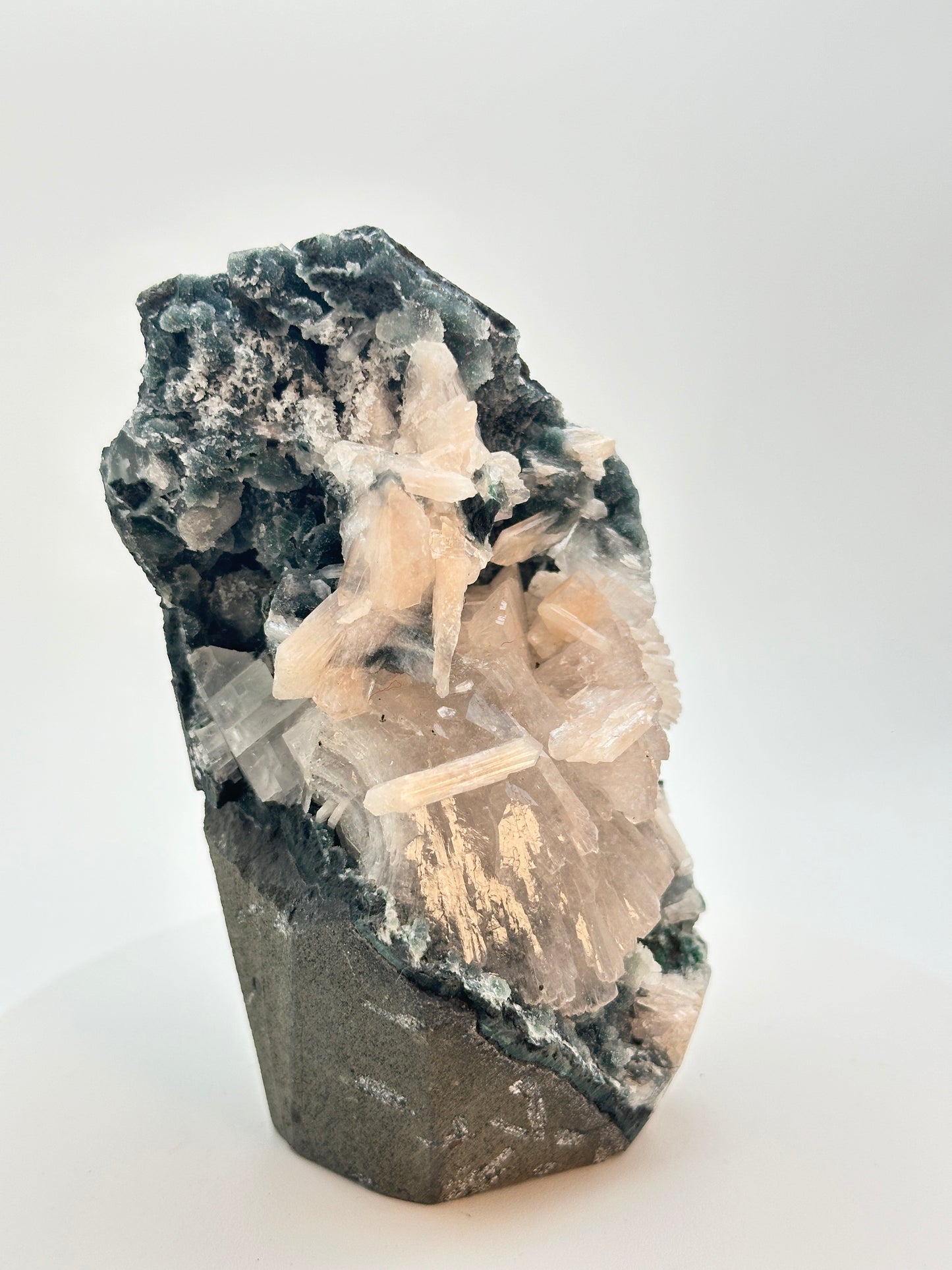 Black Chalcedony with Pink Heulandite and Stilbite