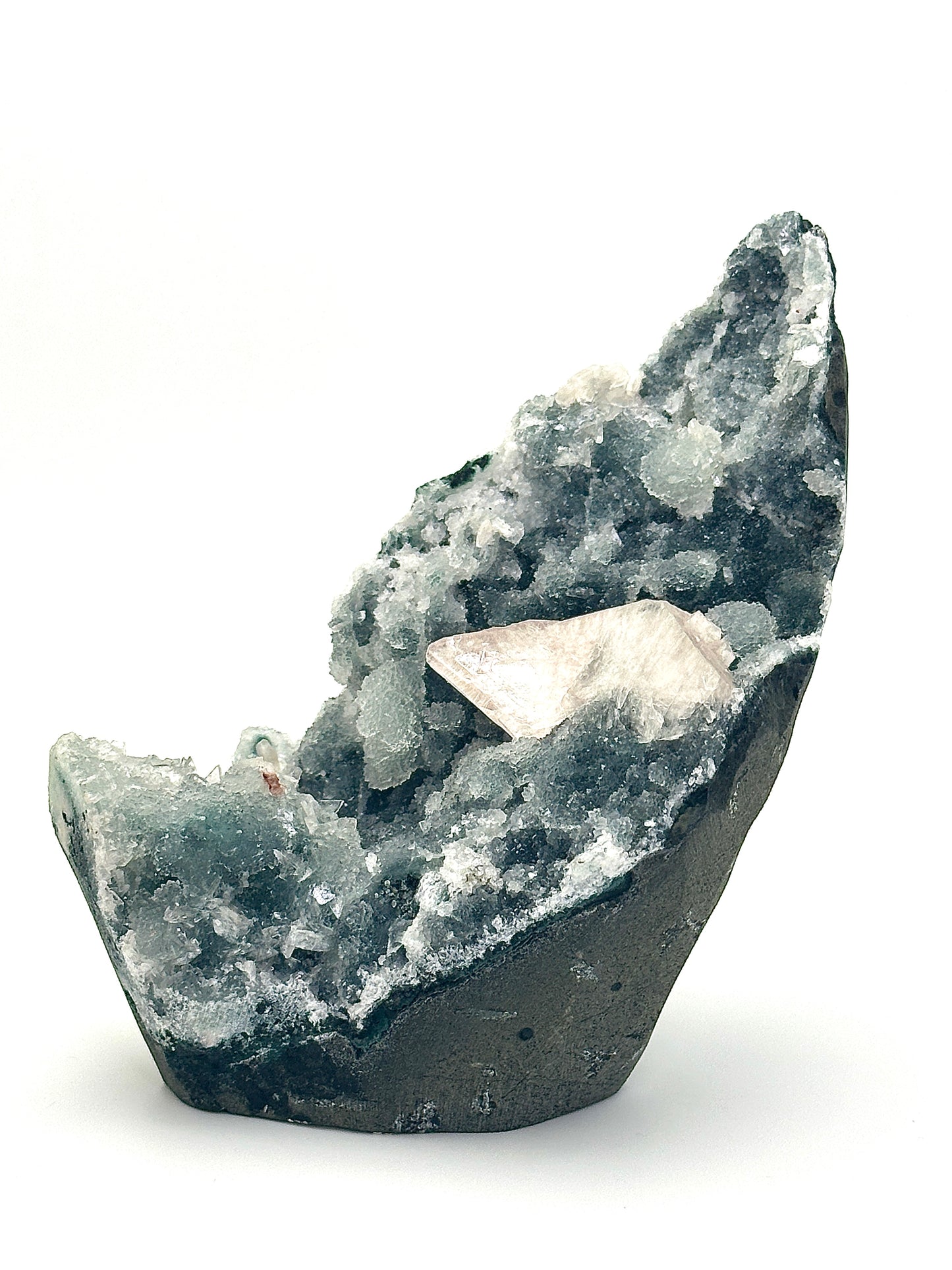 Black Chalcedony with Pink Heulandite and Stilbite