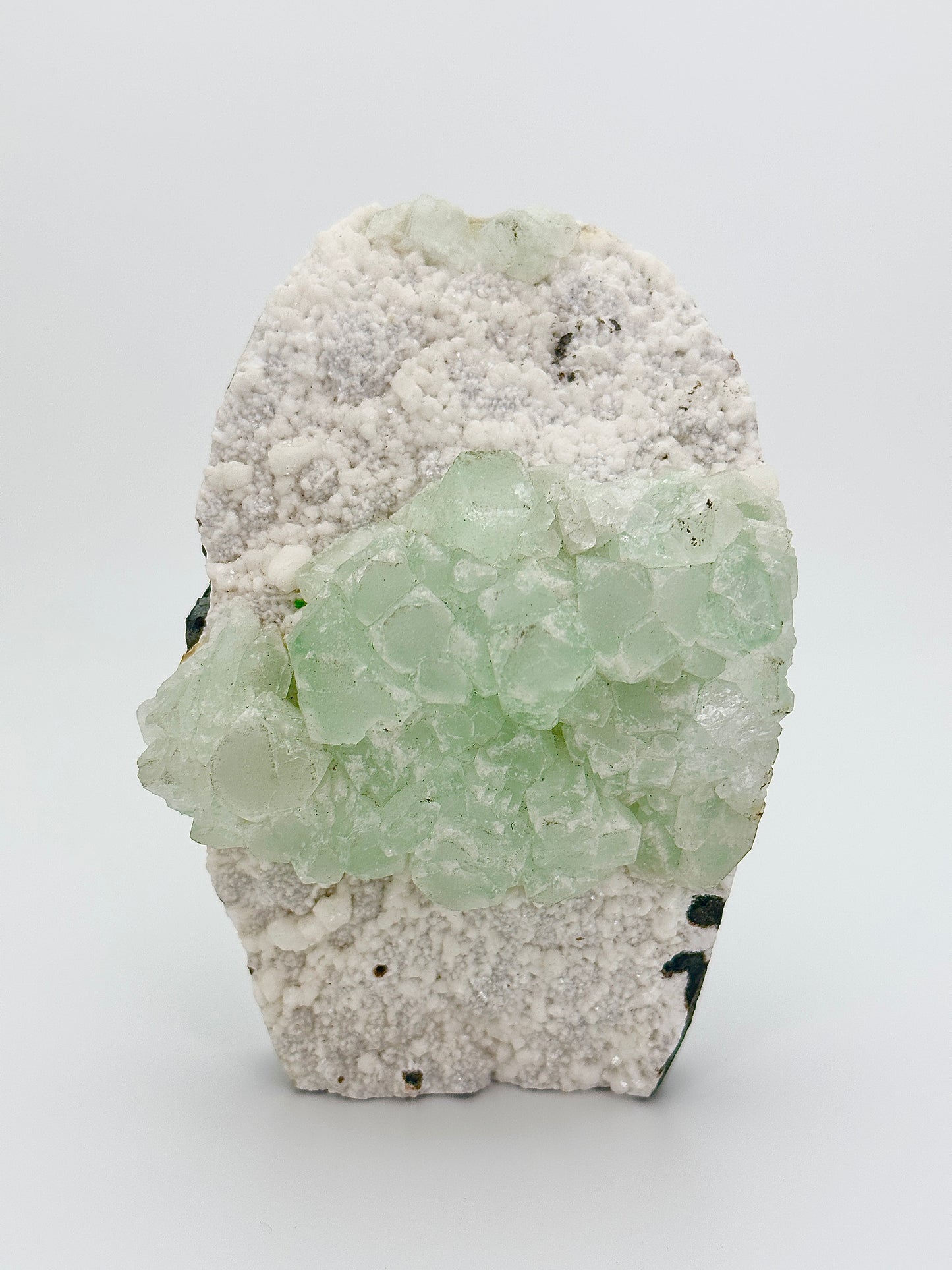 Green Apophyllite on Heulandite