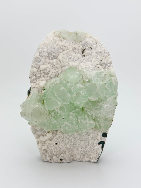 Green Apophyllite on Heulandite