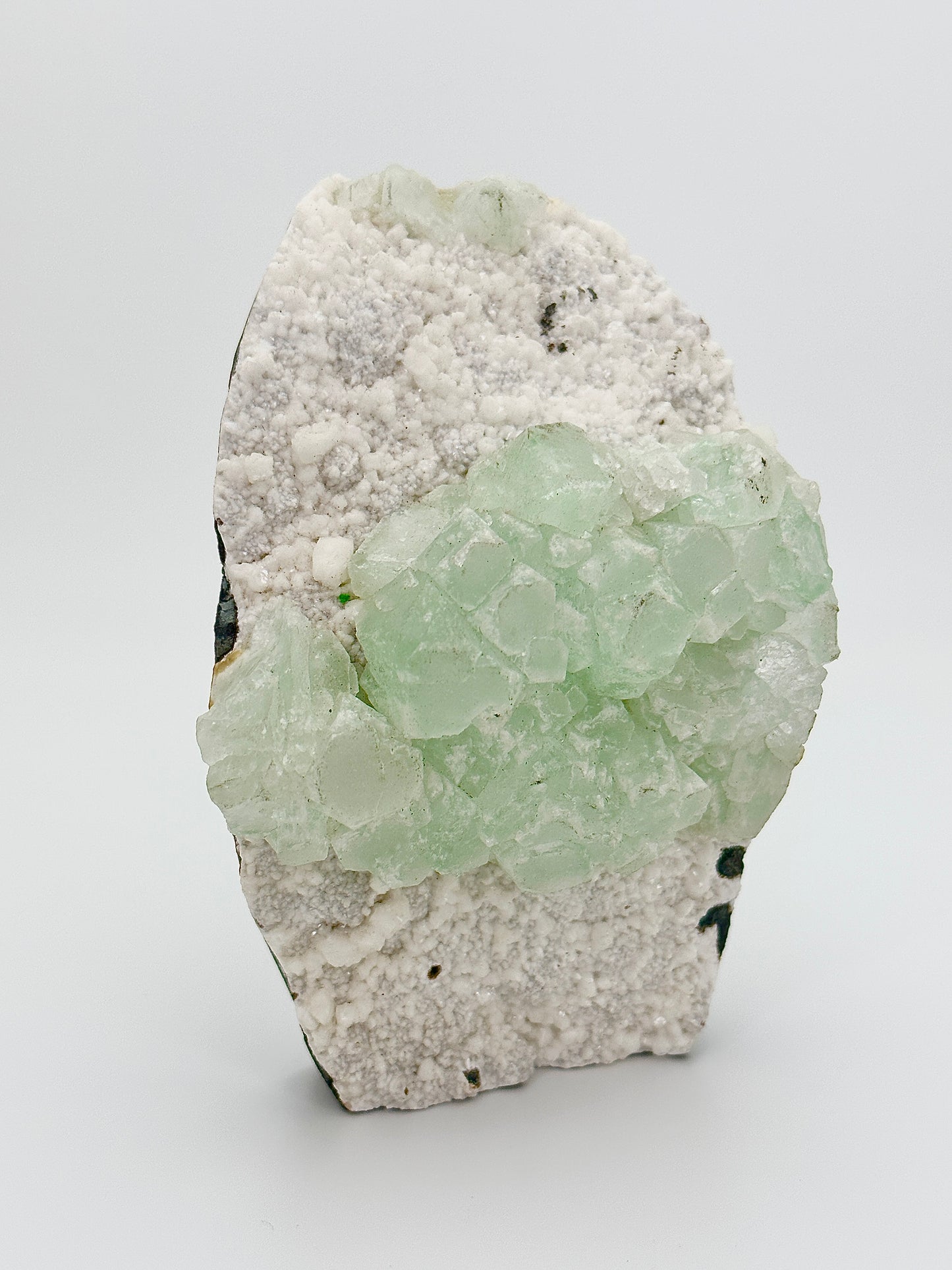 Green Apophyllite on Heulandite