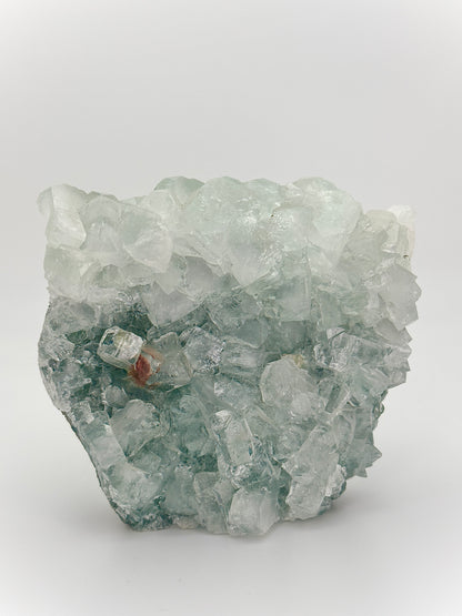 Green Apophyllite with Hematite