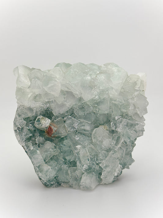 Green Apophyllite with Hematite