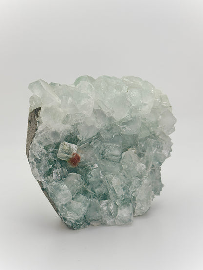 Green Apophyllite with Hematite