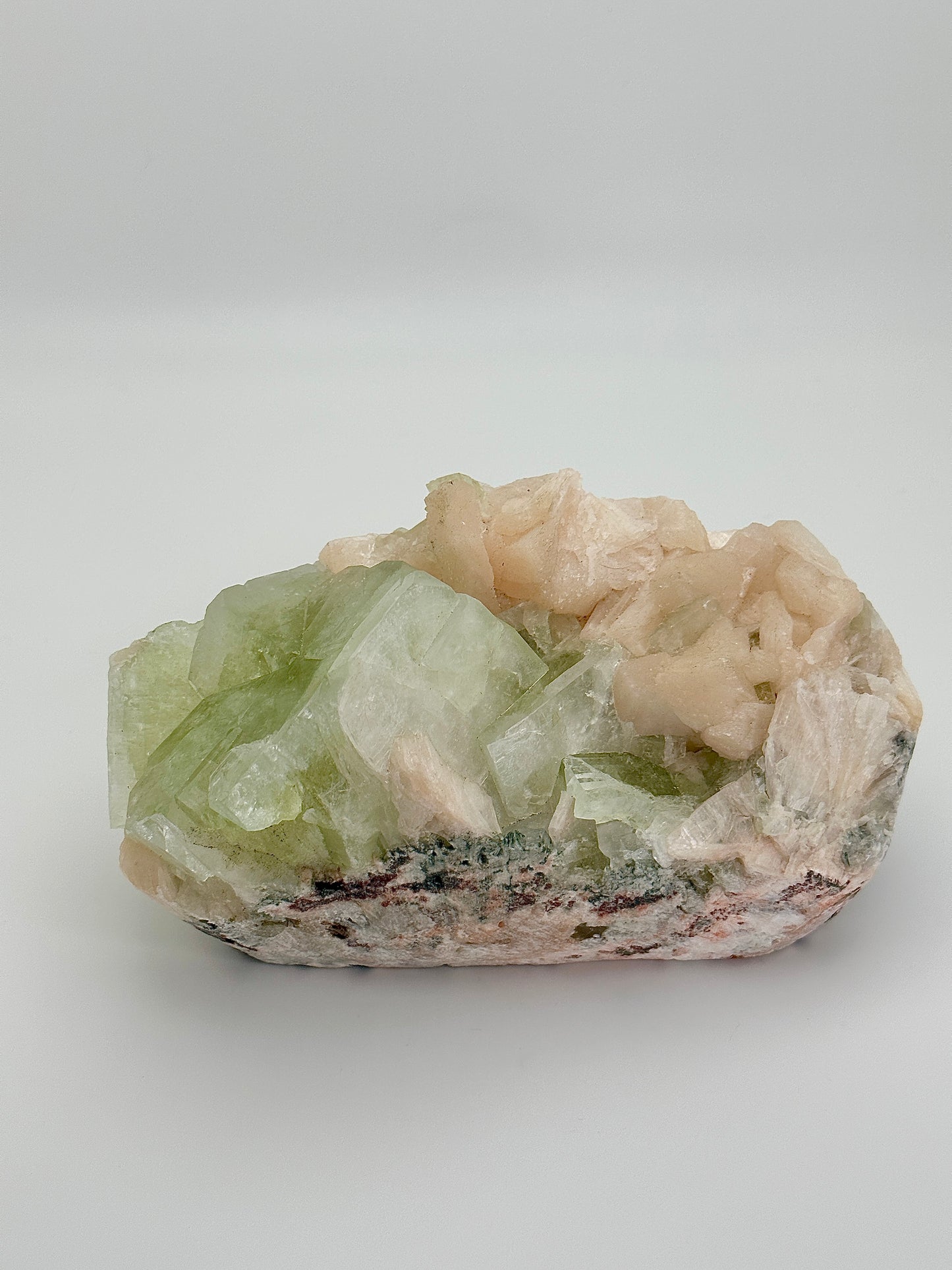 Green Apophyllite with Peach Stilbite