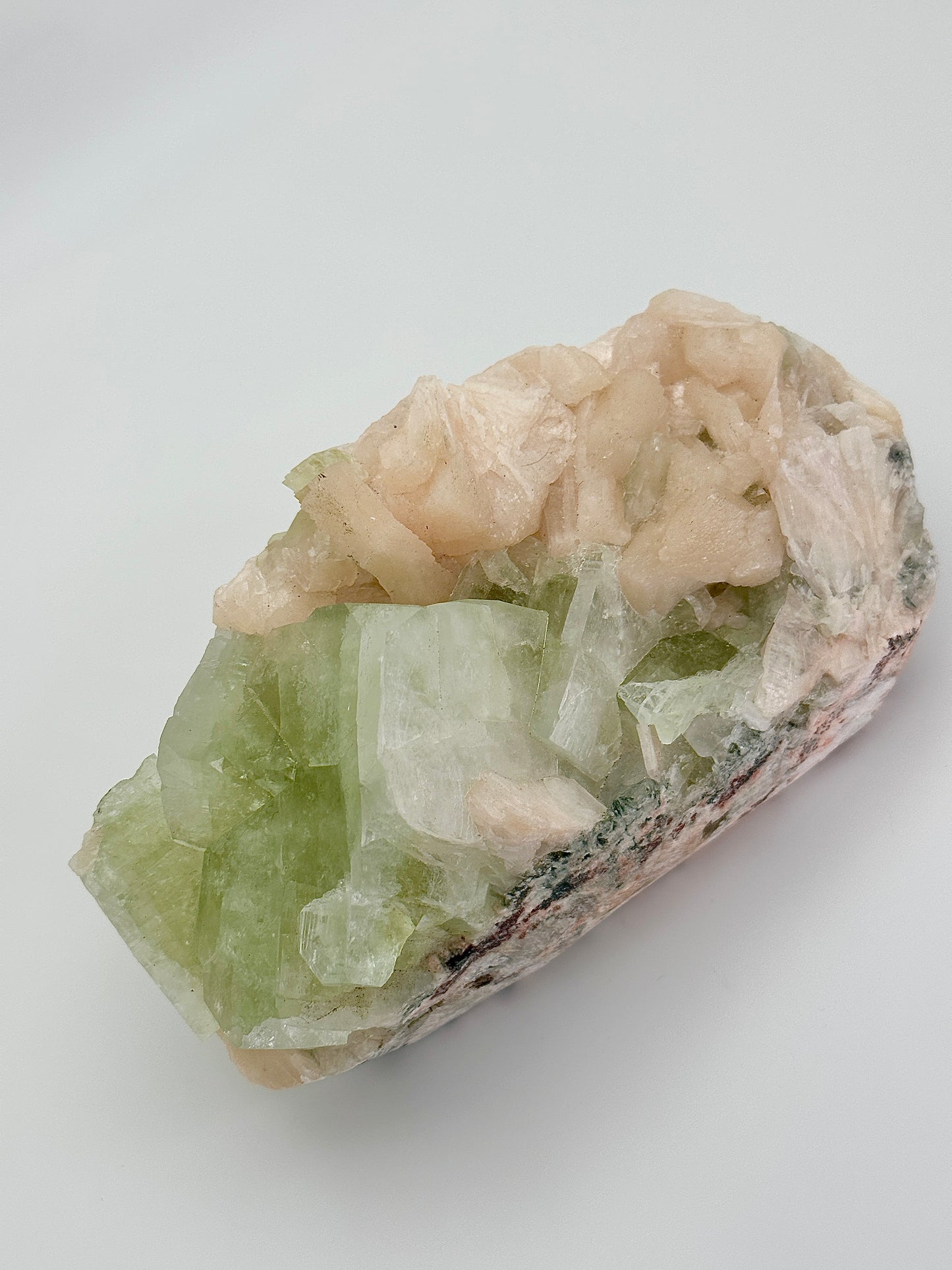 Green Apophyllite with Peach Stilbite