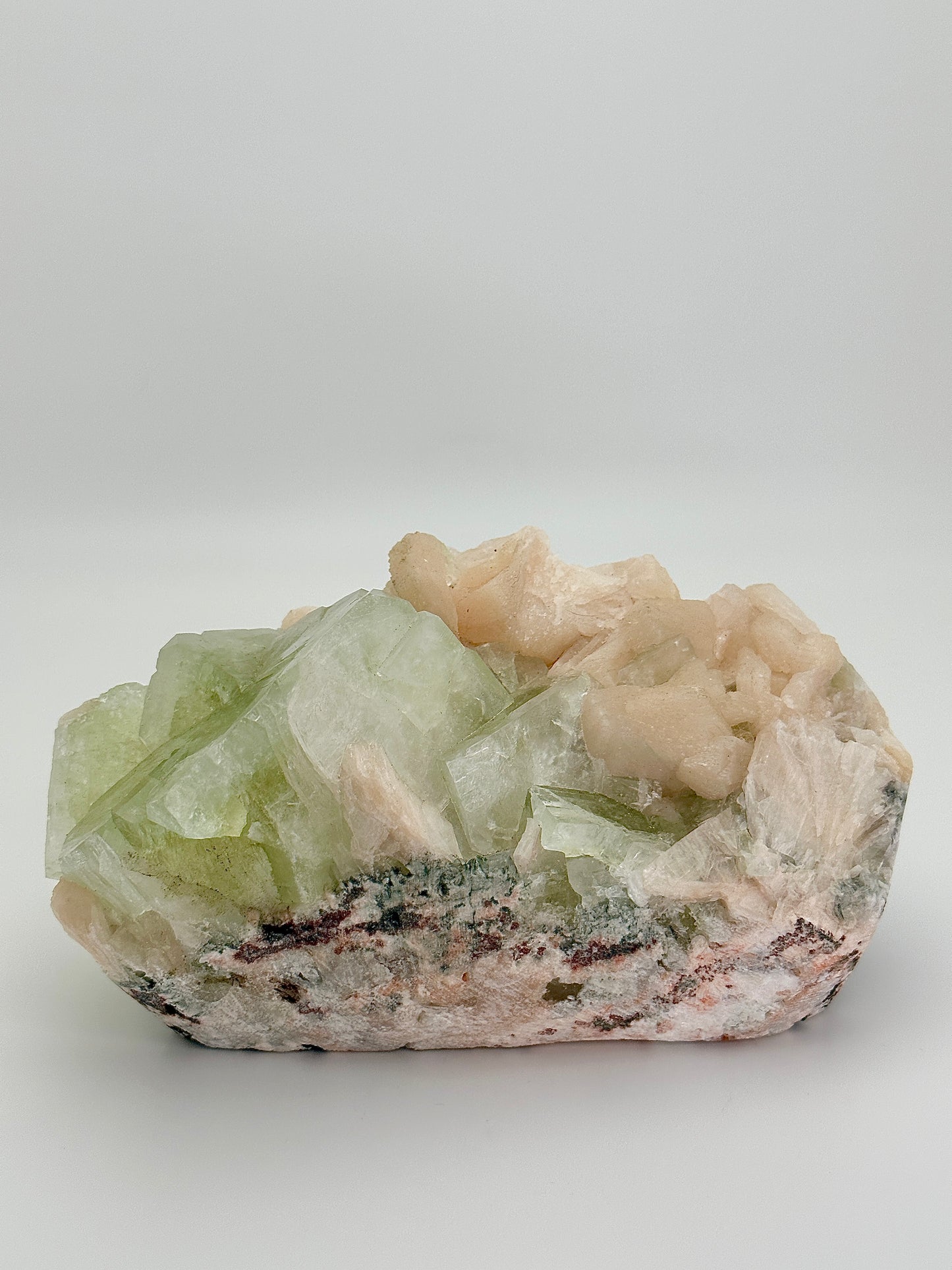 Green Apophyllite with Peach Stilbite