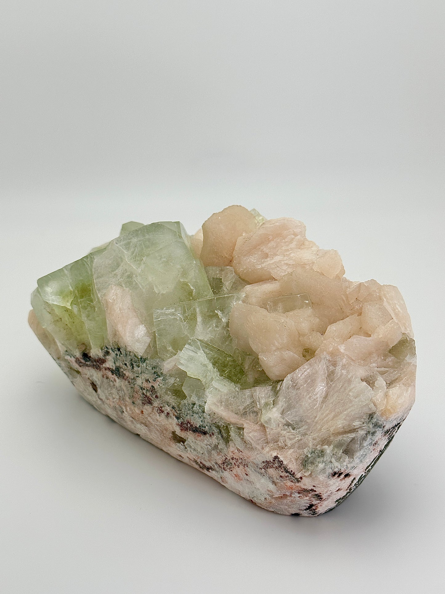 Green Apophyllite with Peach Stilbite