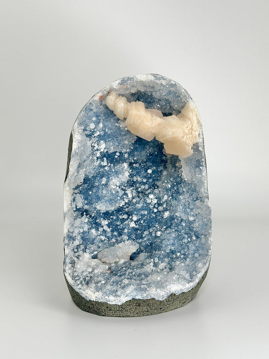 Blue Chalcedony with Stilbite