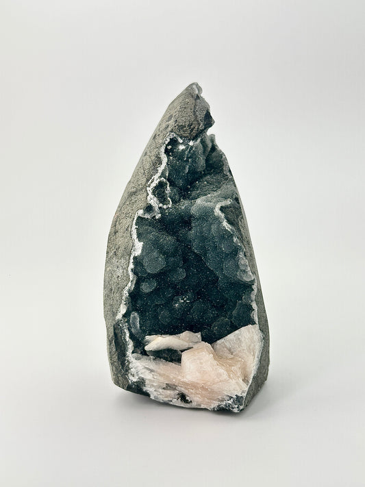 Black Chalcedony with Stilbite