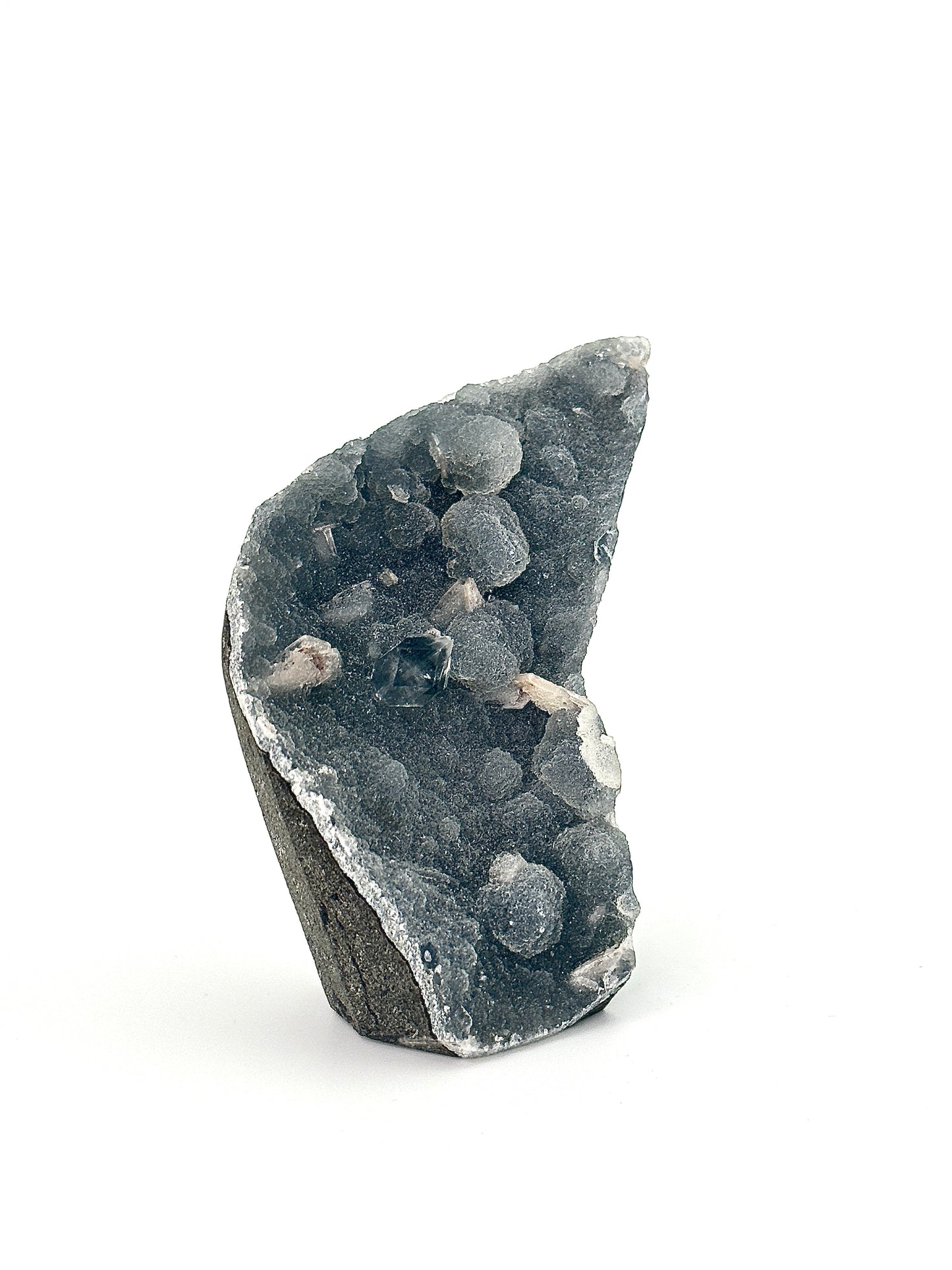 Black Chalcedony with Diamond Apophyllite and Stilbite