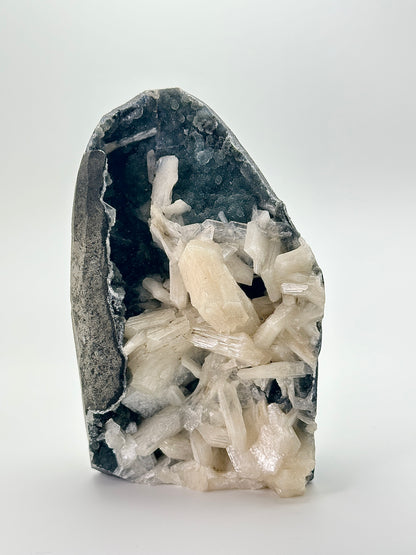 Black Chalcedony with Stilbite