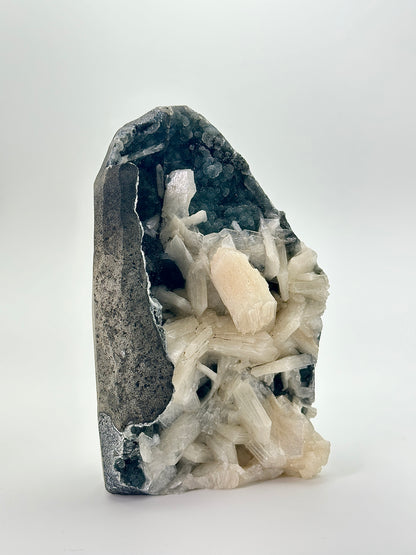 Black Chalcedony with Stilbite