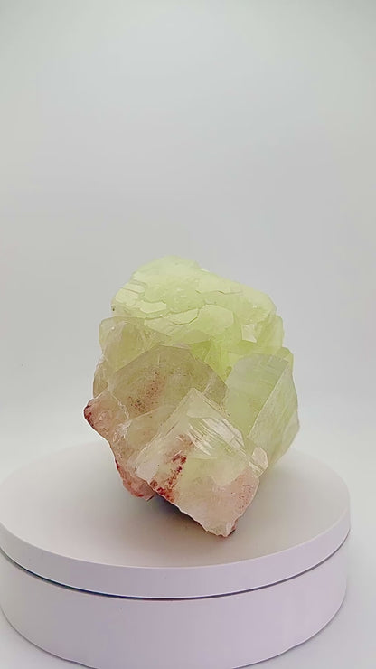 Green Apophyllite with Hematite