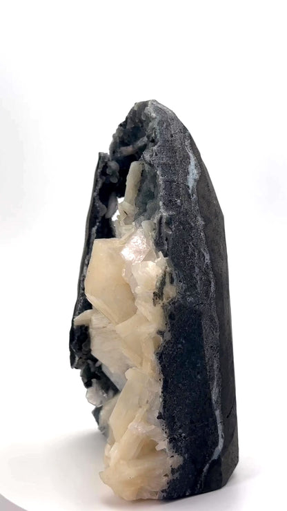 Black Chalcedony with Stilbite