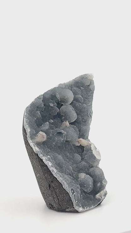 Black Chalcedony with Diamond Apophyllite and Stilbite