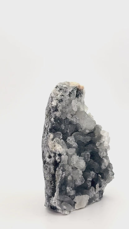 Black Chalcedony with Apophyllite and Stilbite