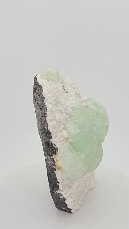 Green Apophyllite on Heulandite