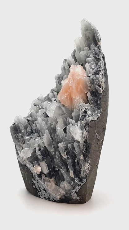 Black Chalcedony with Apophyllite and Stilbite