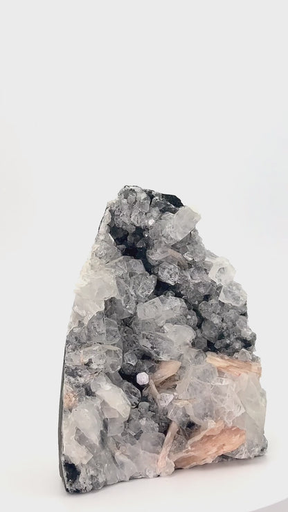 Black Chalcedony with Diamond Apophyllite and Stilbite