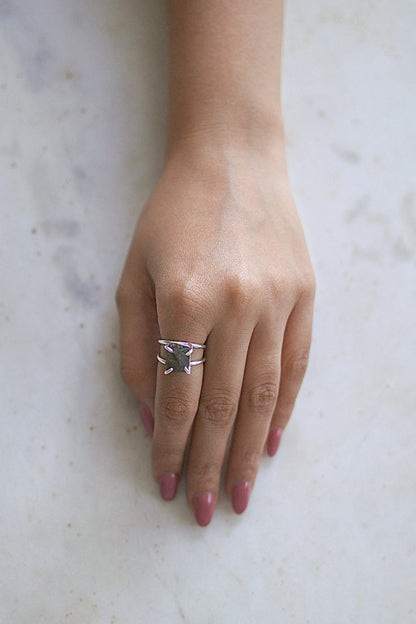 Rough Stone Rings in Silver Plating