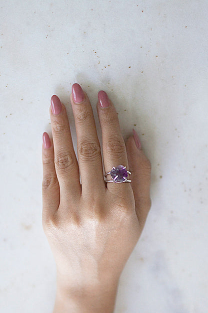 Rough Stone Rings in Silver Plating