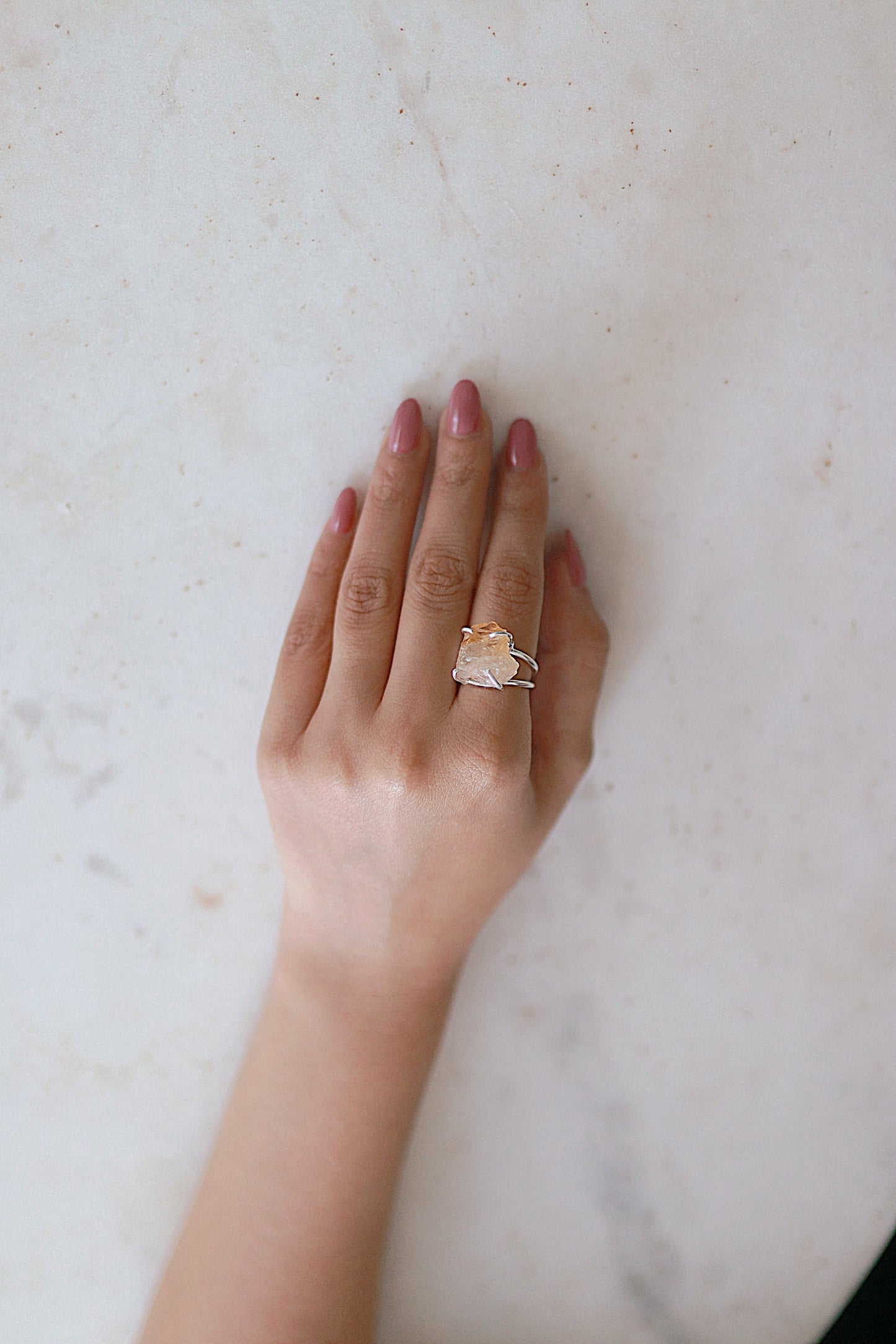 Rough Stone Rings in Silver Plating