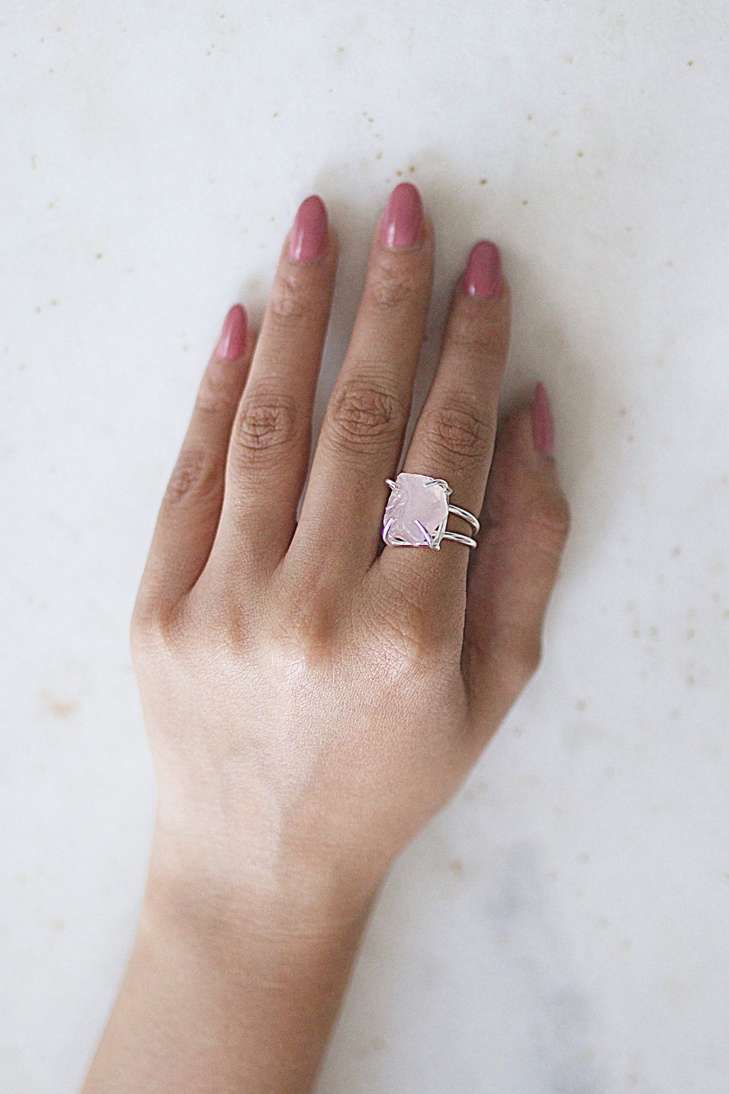 Rough Stone Rings in Silver Plating